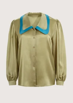 Baseball Olive Green Blouse|Flabelus New