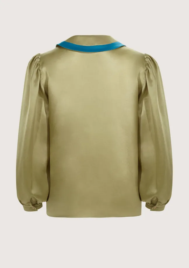 Baseball Olive Green Blouse|Flabelus New