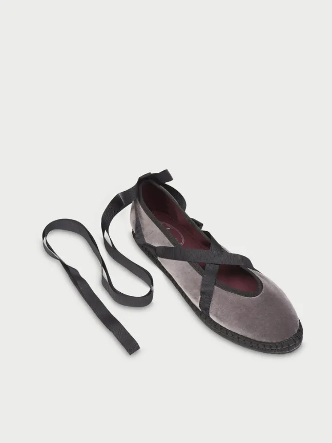 Eichiro Velvet Ribbon Grey|Flabelus Outlet